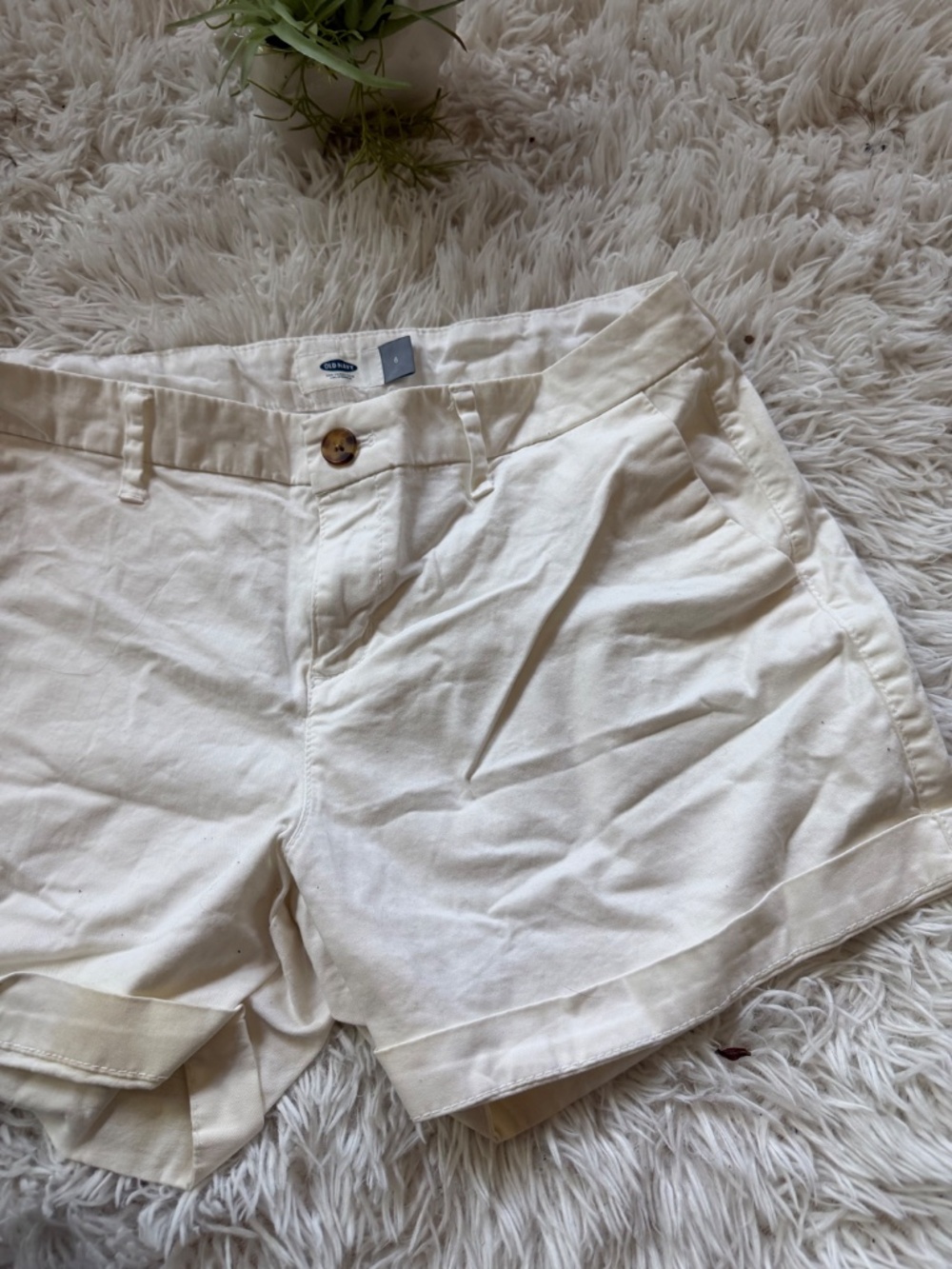 Off-white Old Navy Off-White Women's Bermuda summer spring pocketed Shorts short - Picture 3 of 5